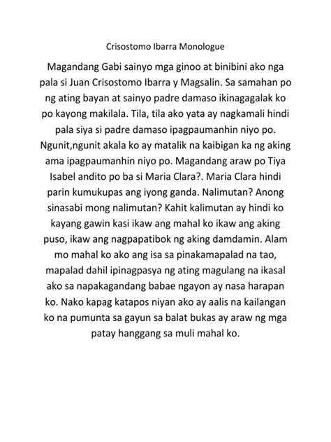 Crisostomo Ibarra Monologue .